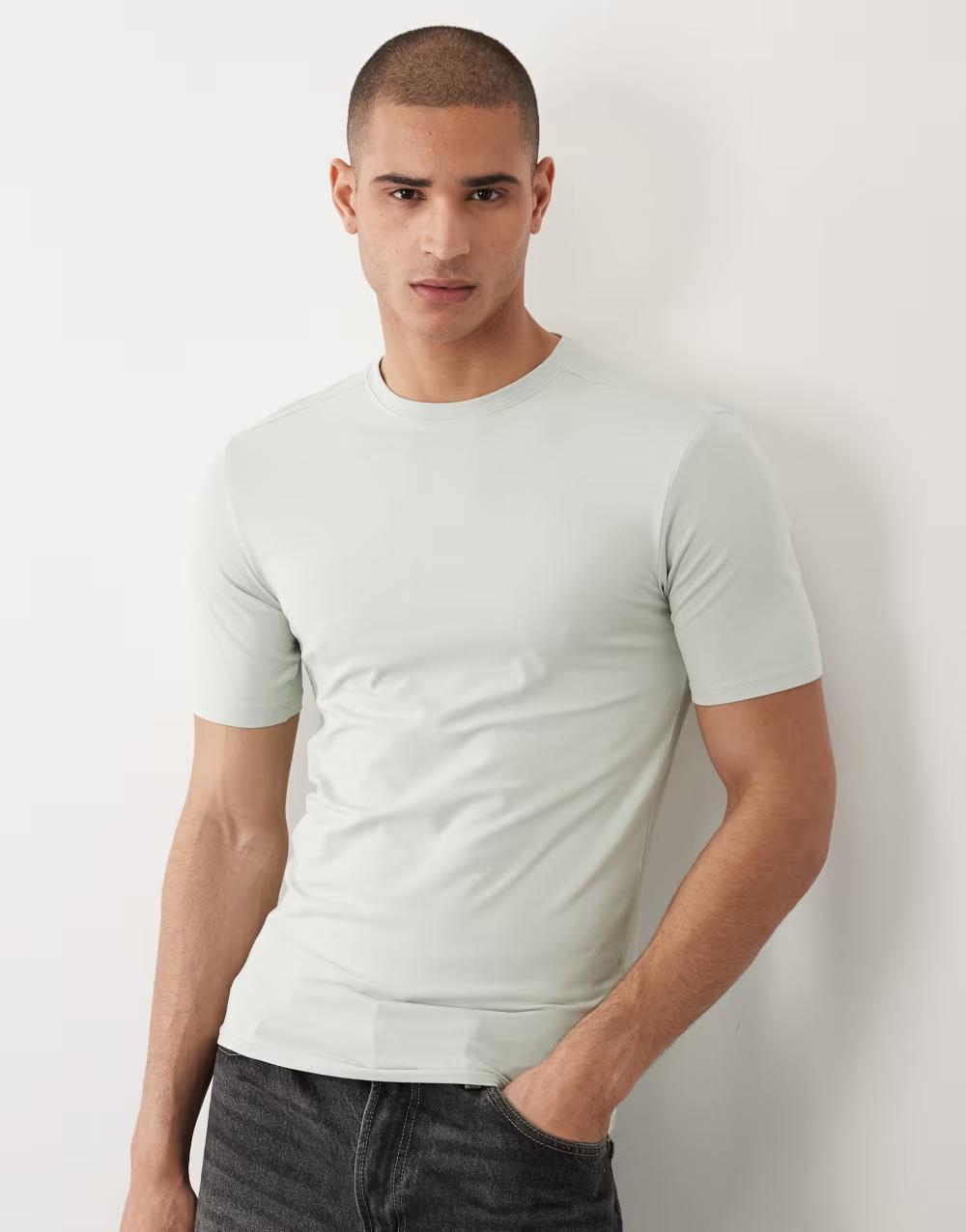 zielony bawełniany t-shirt okrągły dekolt
