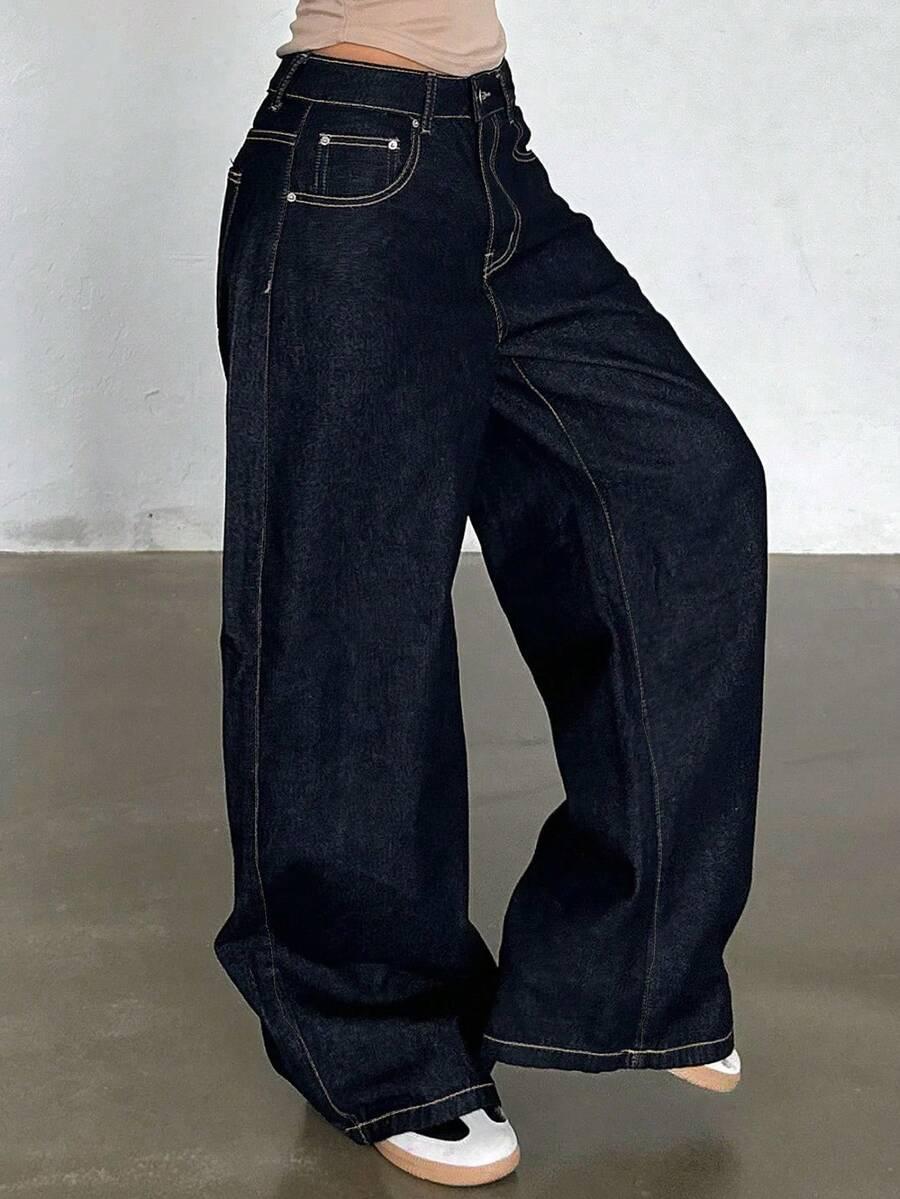 GRANATOWE SPODNIE JEANS