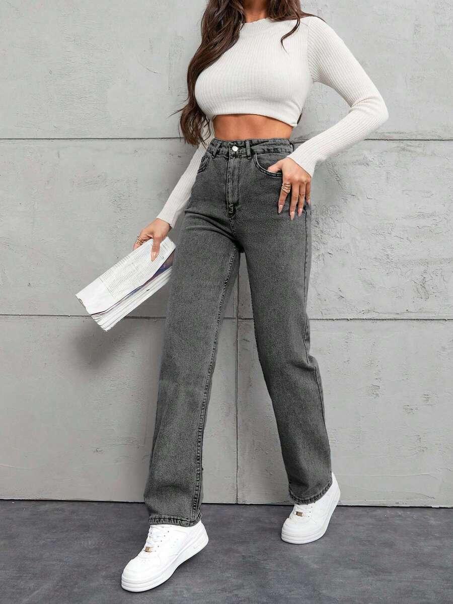 SZARE SPODNIE JEANS 