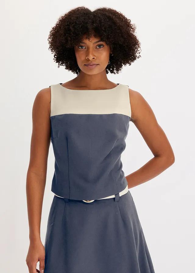 ELEGANCKA BLUZKA BEZ RĘKAWÓW V-NECK