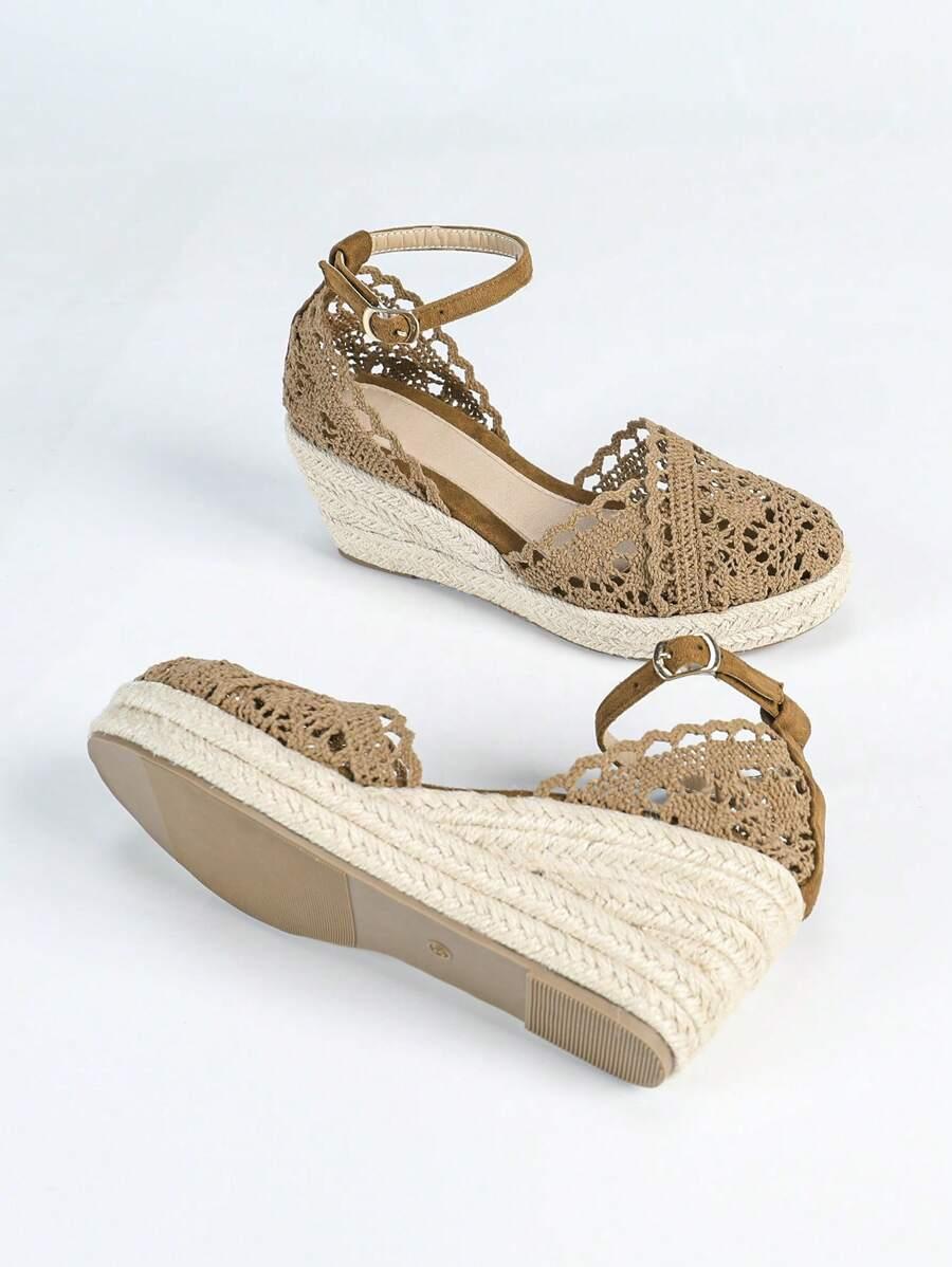 brązowe espadryle koturn