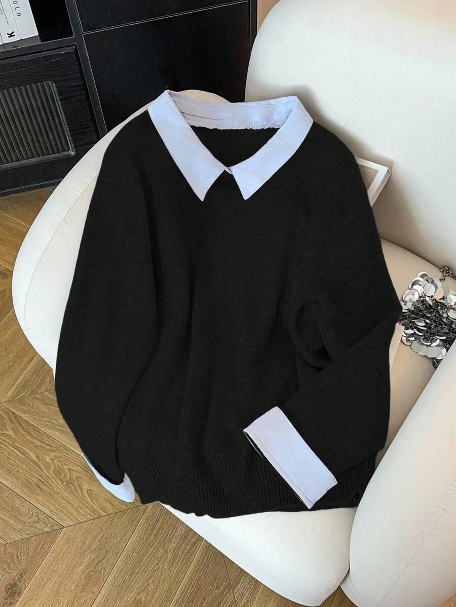 CZARNY SWETER KONTRAST