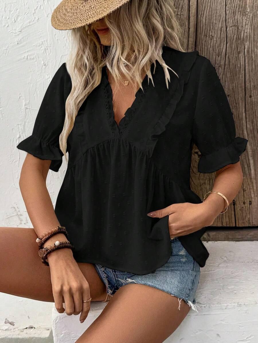 CZARNA BLUZKA V NECK