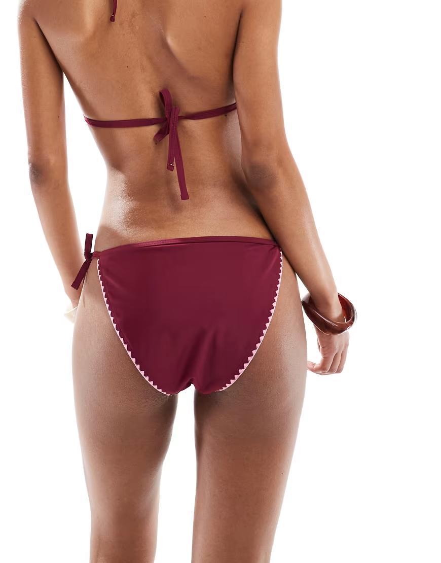 bordowy dół od bikini kontrast wiązanie 