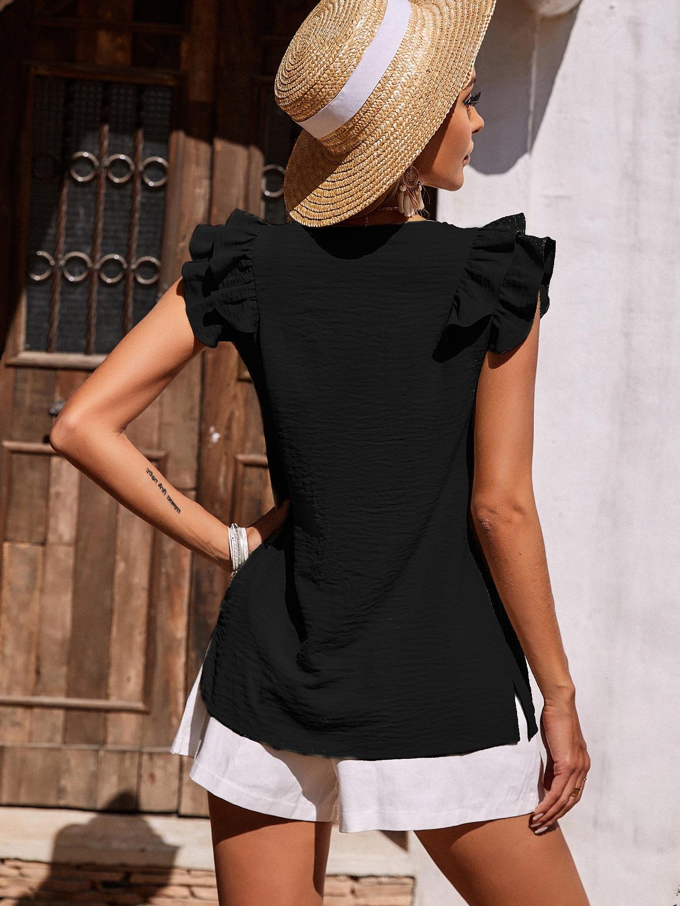 CZARNA BLUZKA V-NECK