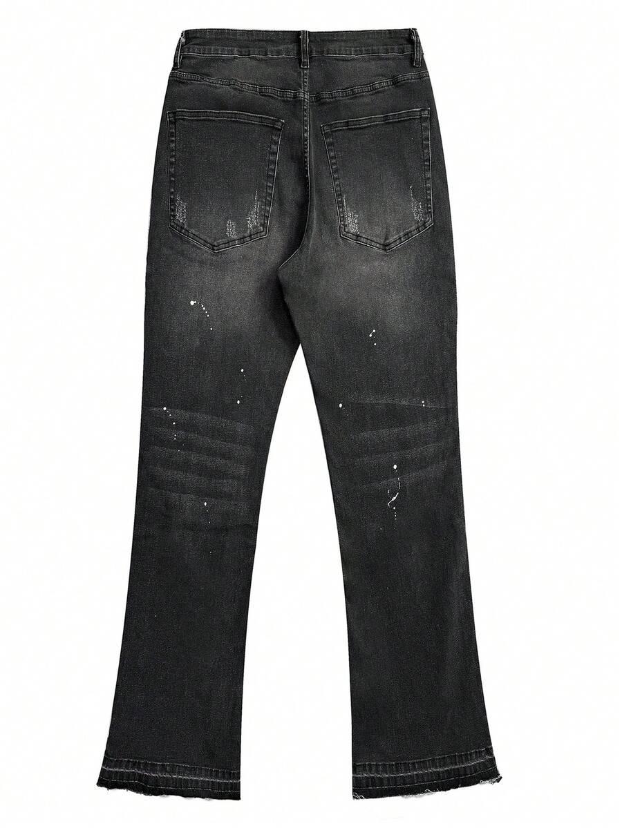 spodnie jeans ripped print
