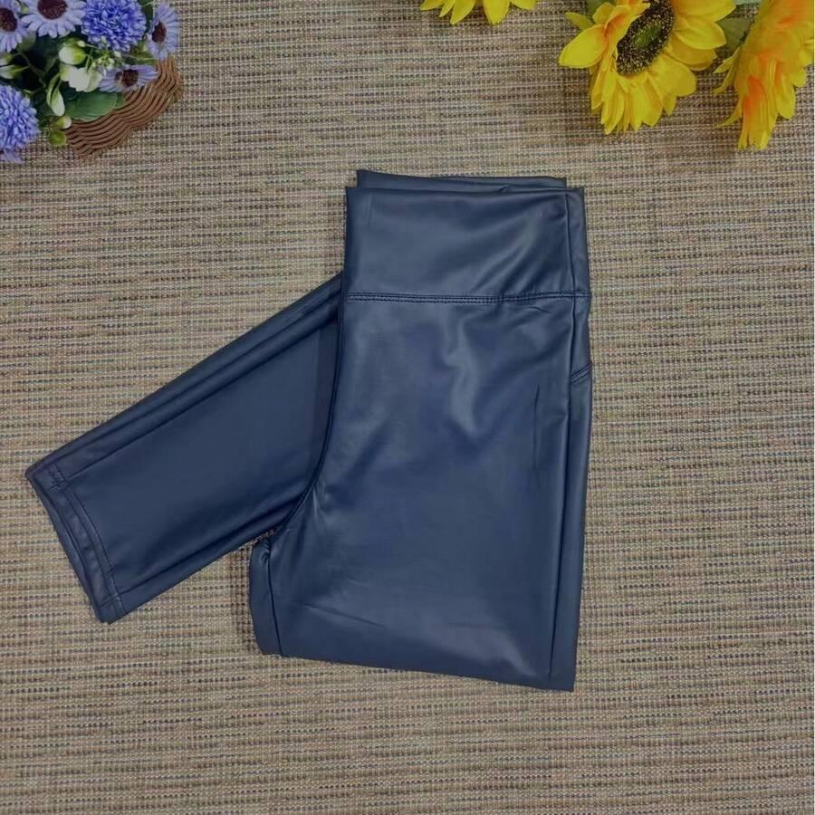 granatowe LEGGINSY IMITACJA SKÓRY