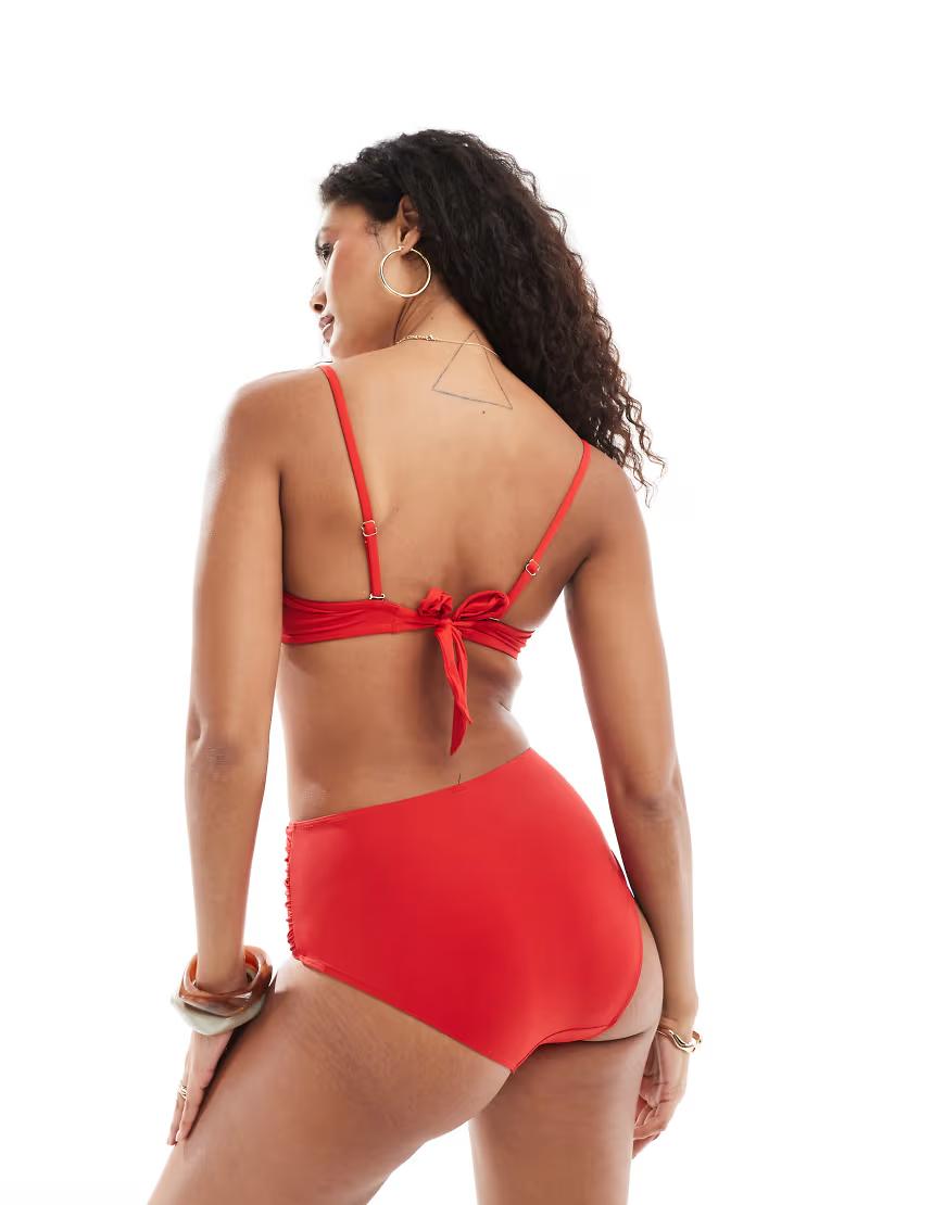 CZERWONY DÓŁ OD BIKINI MARSZCZENIA