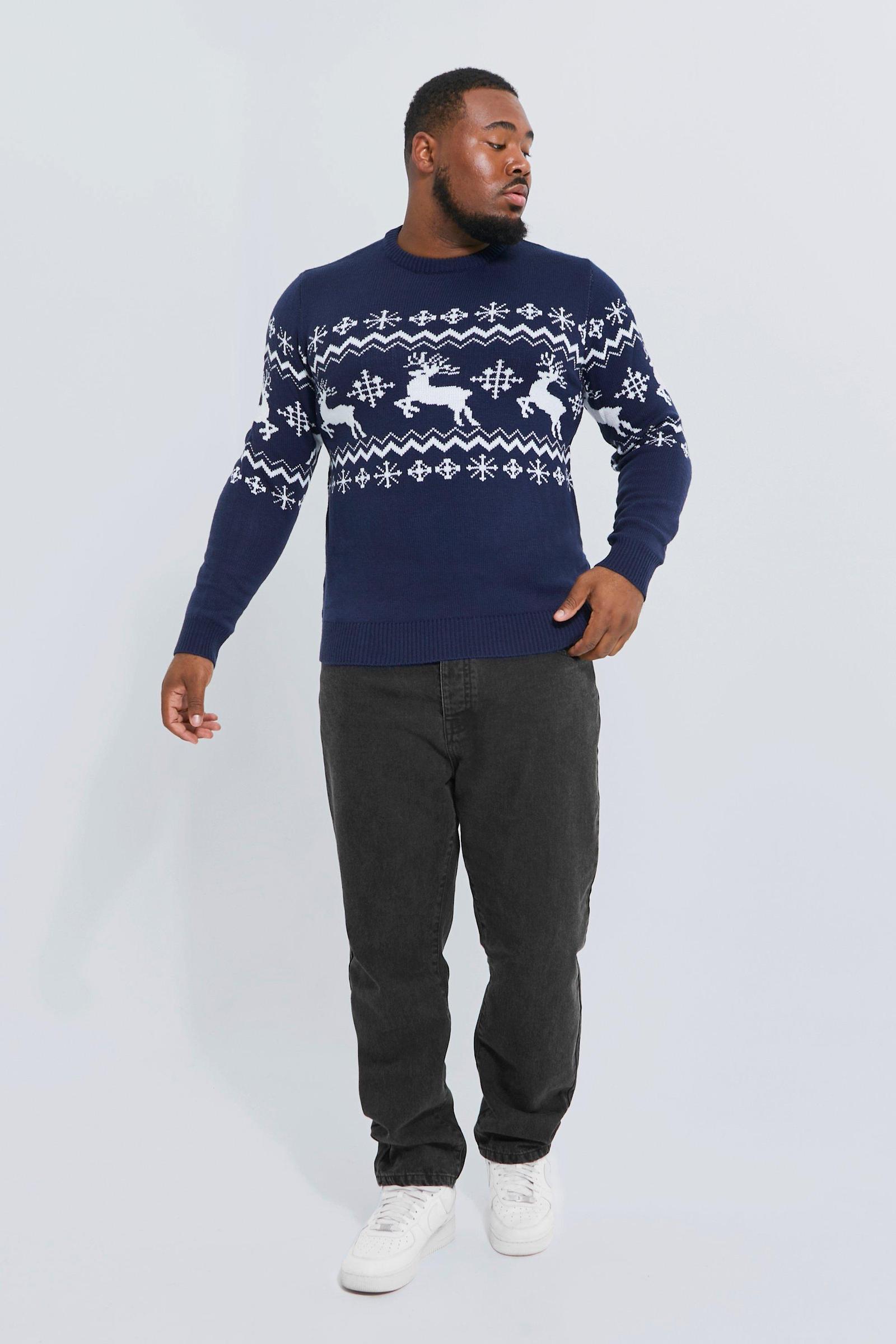 GRANATOWY SWETER ŚWIĄTECZNY