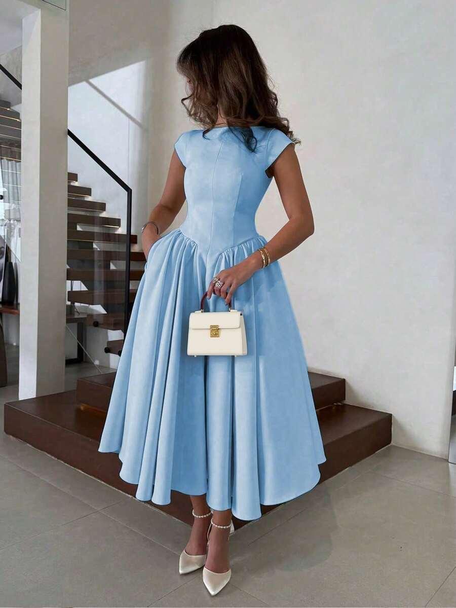 NIEBIESKA MIDI SUKIENKA