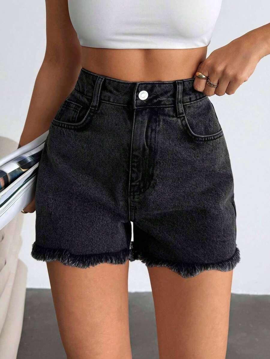 CZARNE SPODENKI JEANS