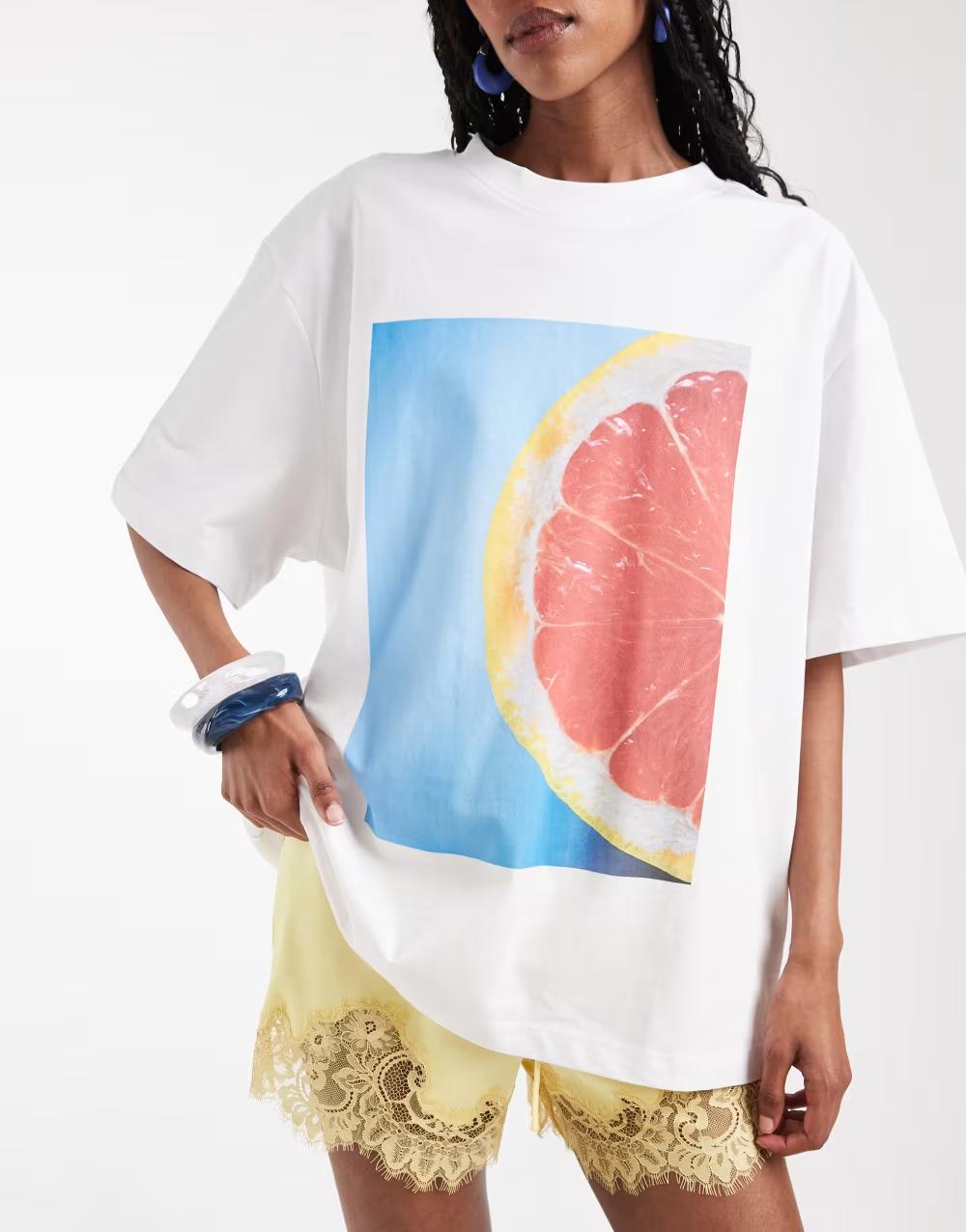 biały t-shirt print