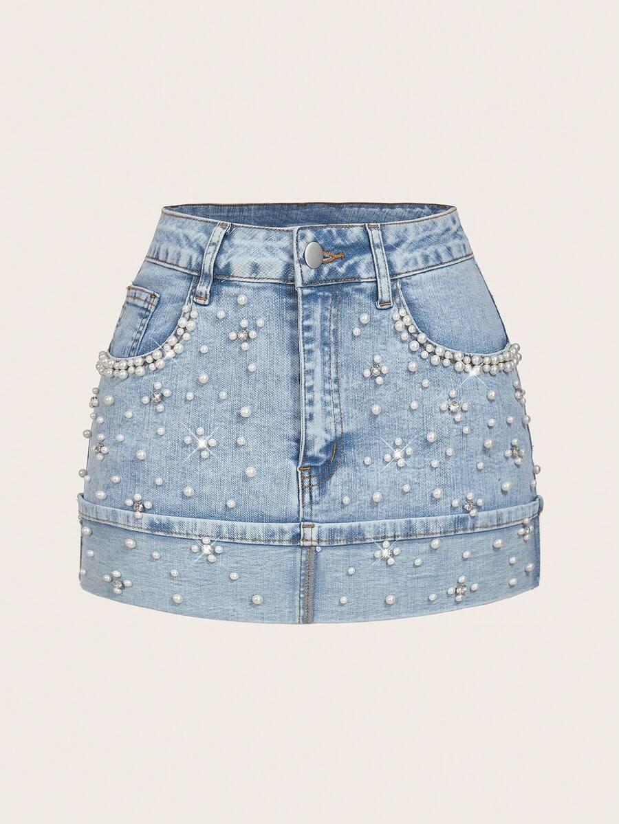 MINI SPÓDNICA JEANS ZDOBIENIA