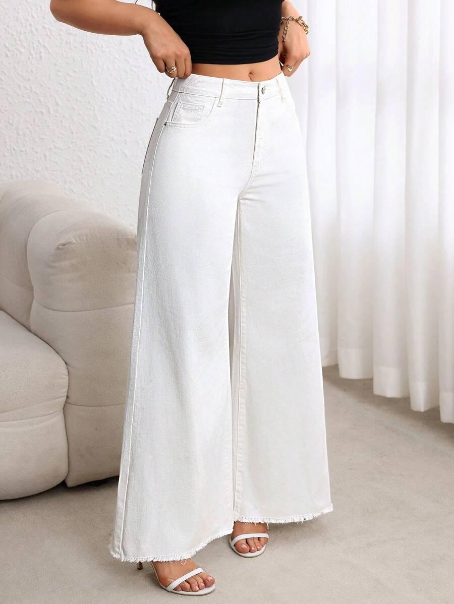 BIAŁE SPODNIE JEANS