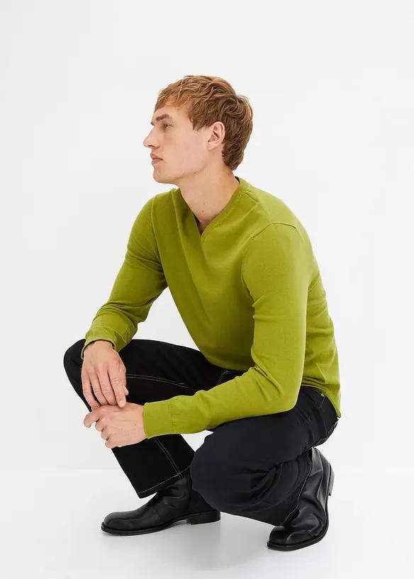 Sweter męski dzianinowy z dekoltem w serek