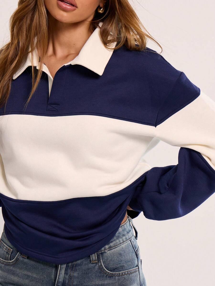 BLUZA W PASKI KOŁNIERZYK
