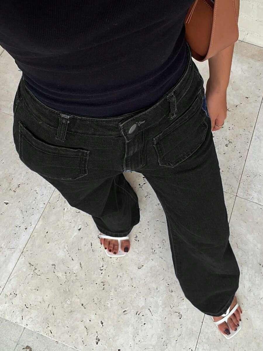 CZARNE SPODNIE JEANS