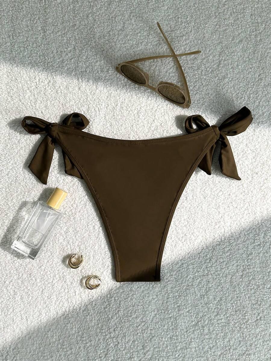 BRĄZOWY DÓŁ OD BIKINI WIĄZANIE