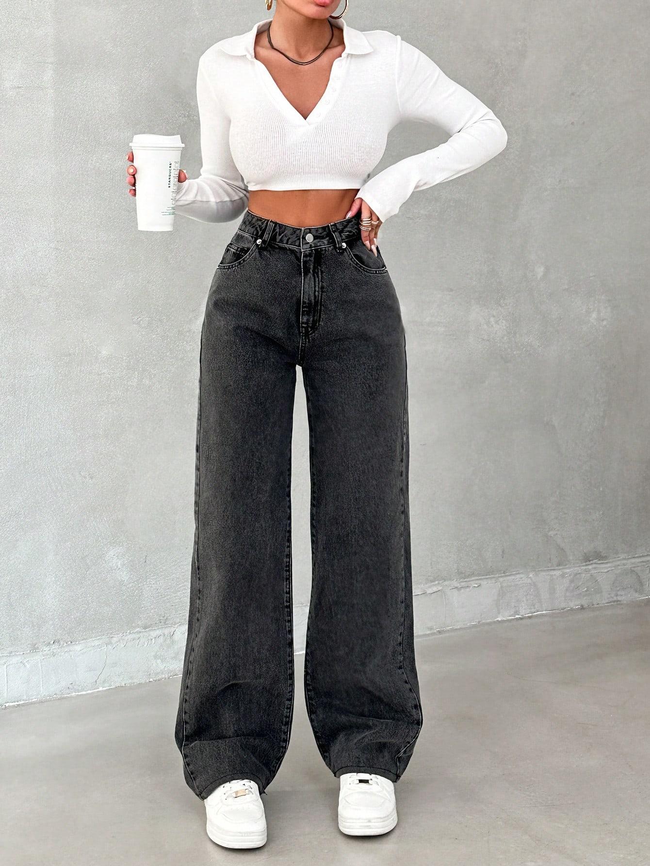 CZARNE SPODNIE JEANS 