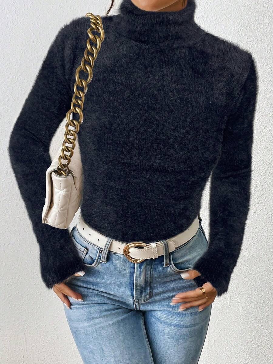 czarny sweter golf 