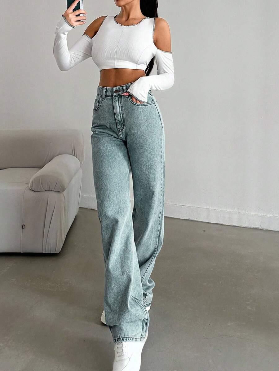 NIEBIESKIE JEANSY WYSOKI STAN 
