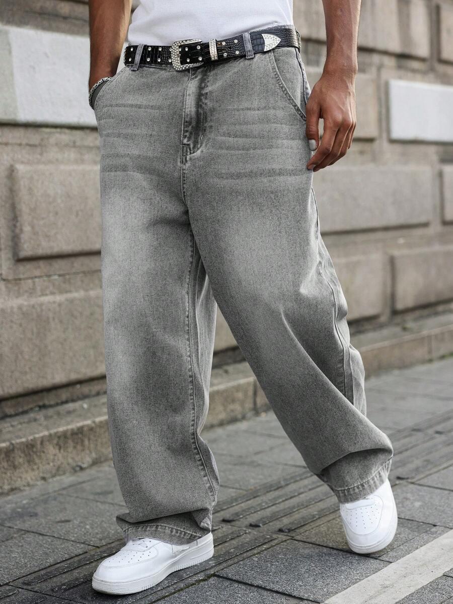 SZARE SPODNIE JEANS