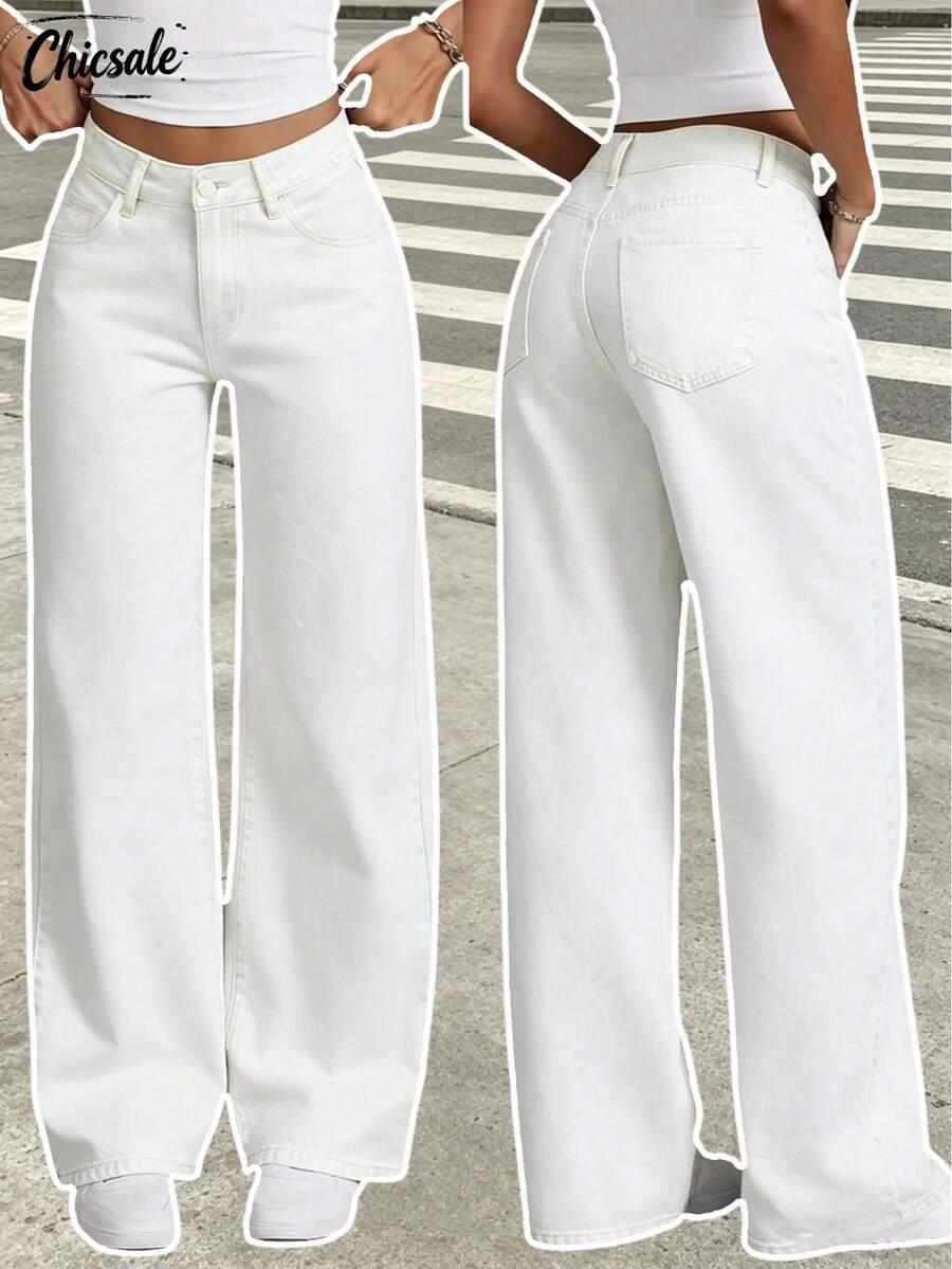 BIAŁE SPODNIE JEANS