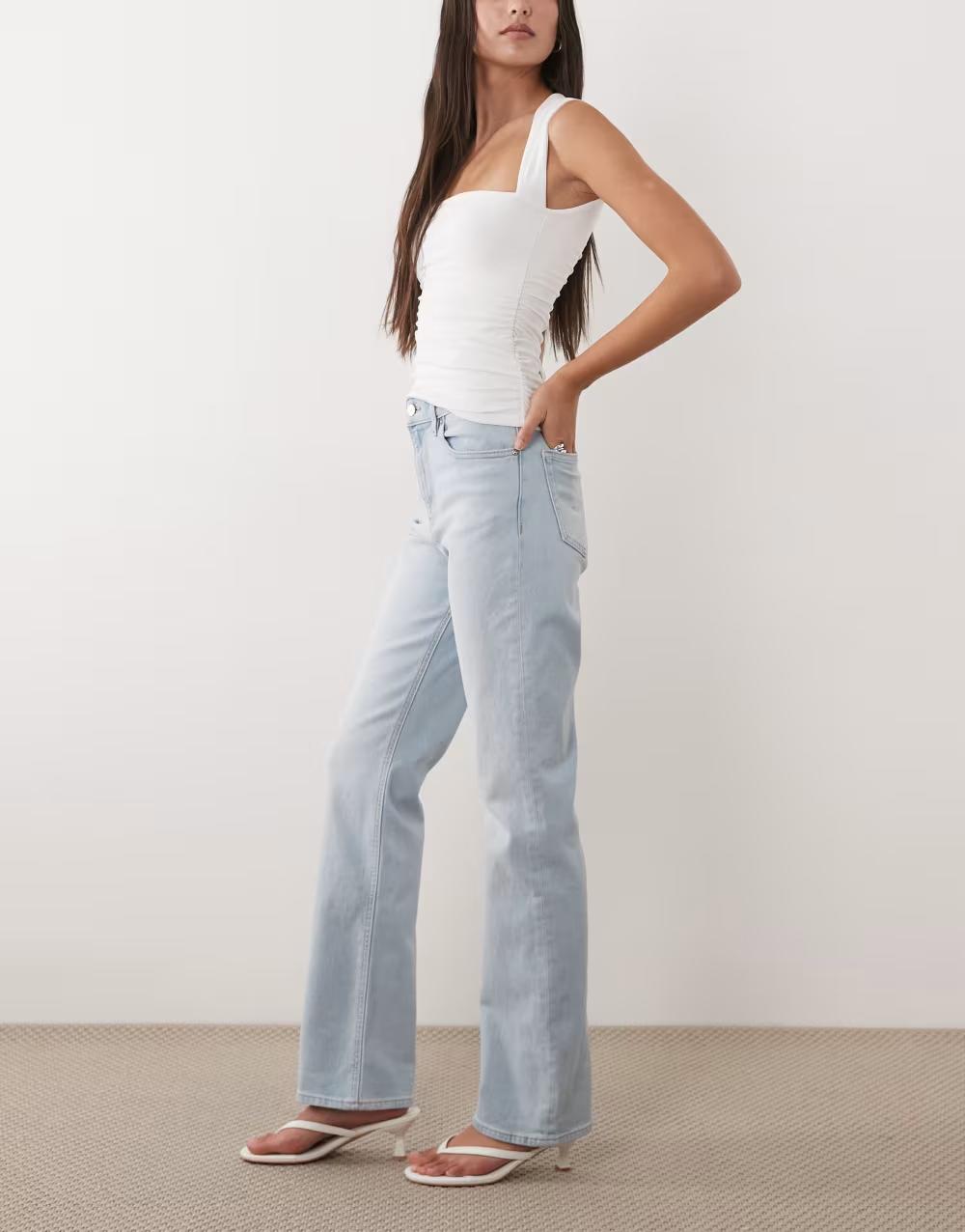 niebieskie spodnie jeans wysoki stan