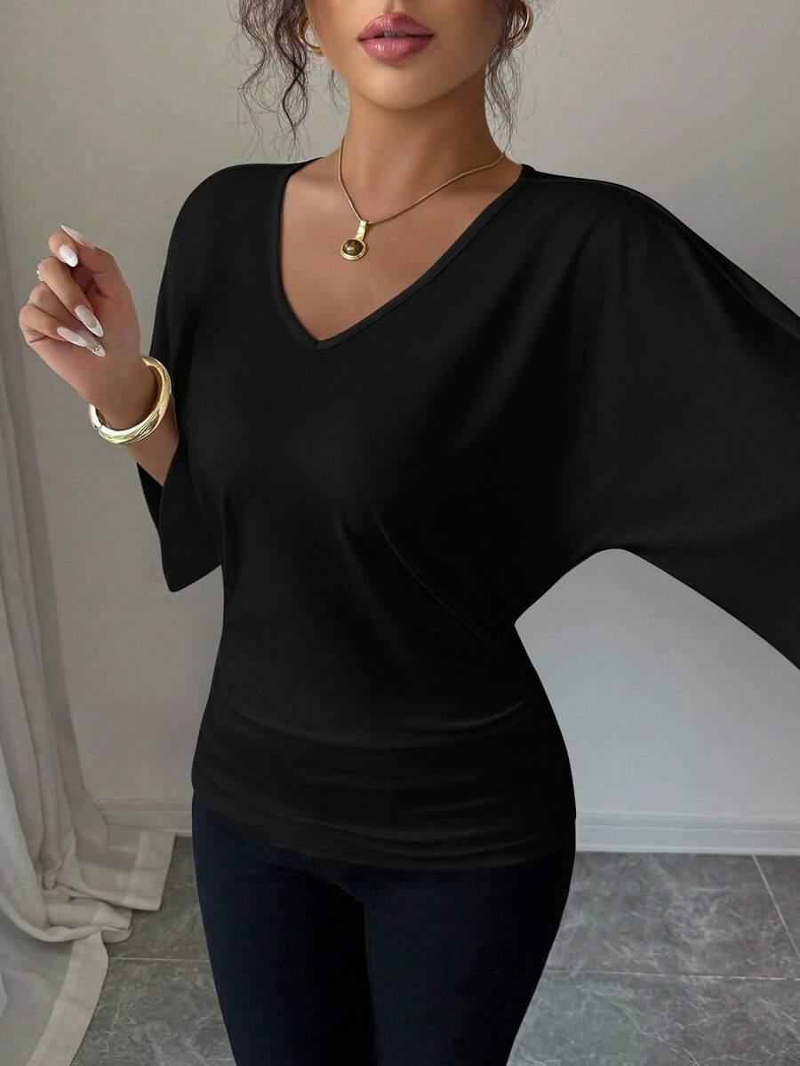 czarna bluzka v-neck 