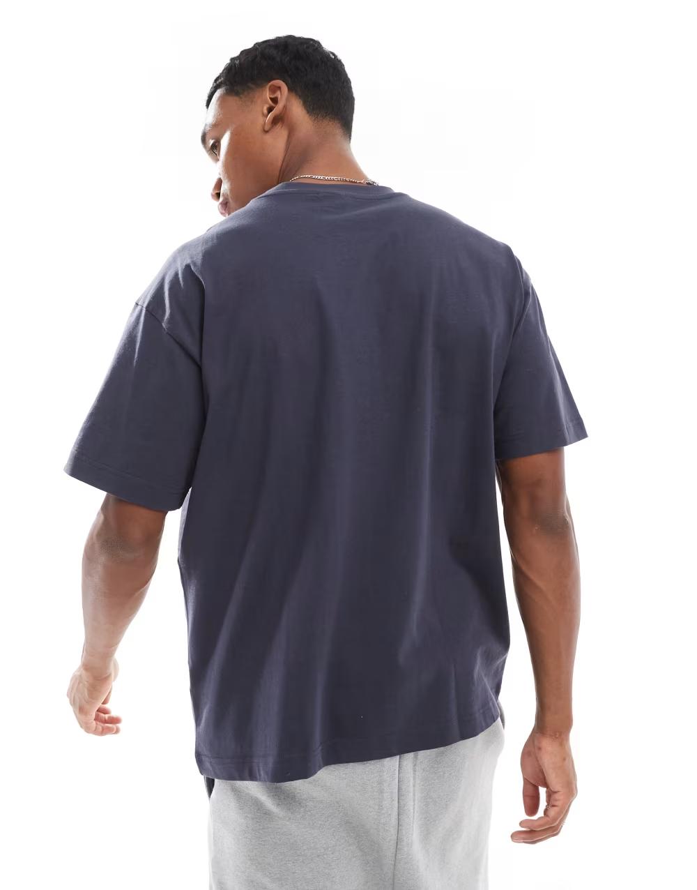 GRANATOWY T-SHIRT OKRĄGŁY DEKOLT