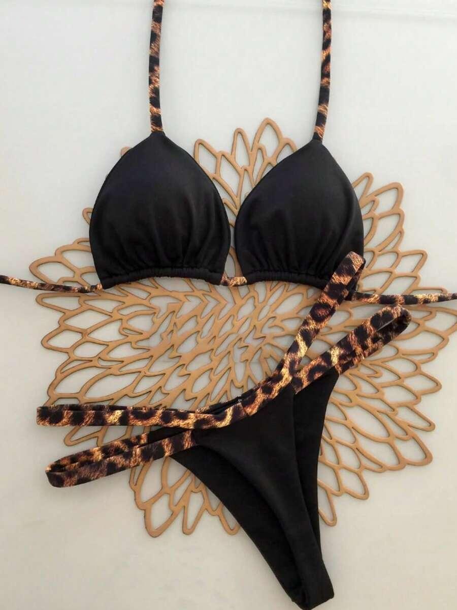dwuczęściowy strój kąpielowy animal print