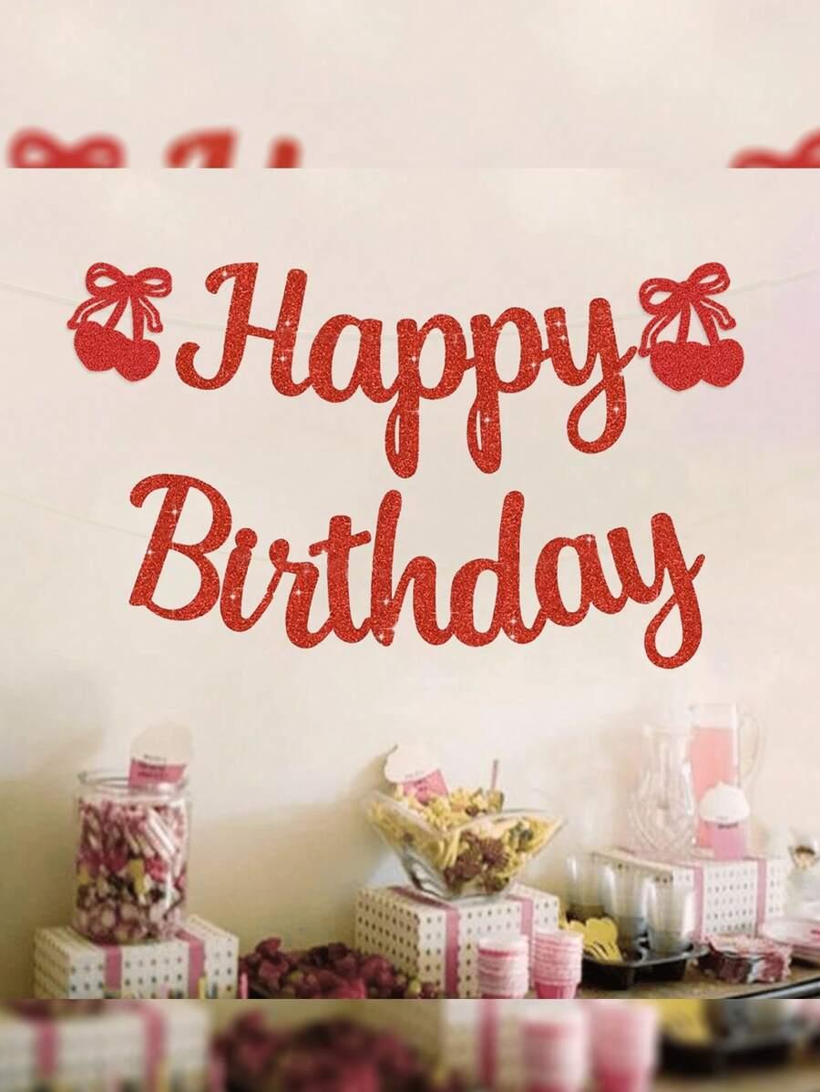 czerwony napis baner Happy Birthday