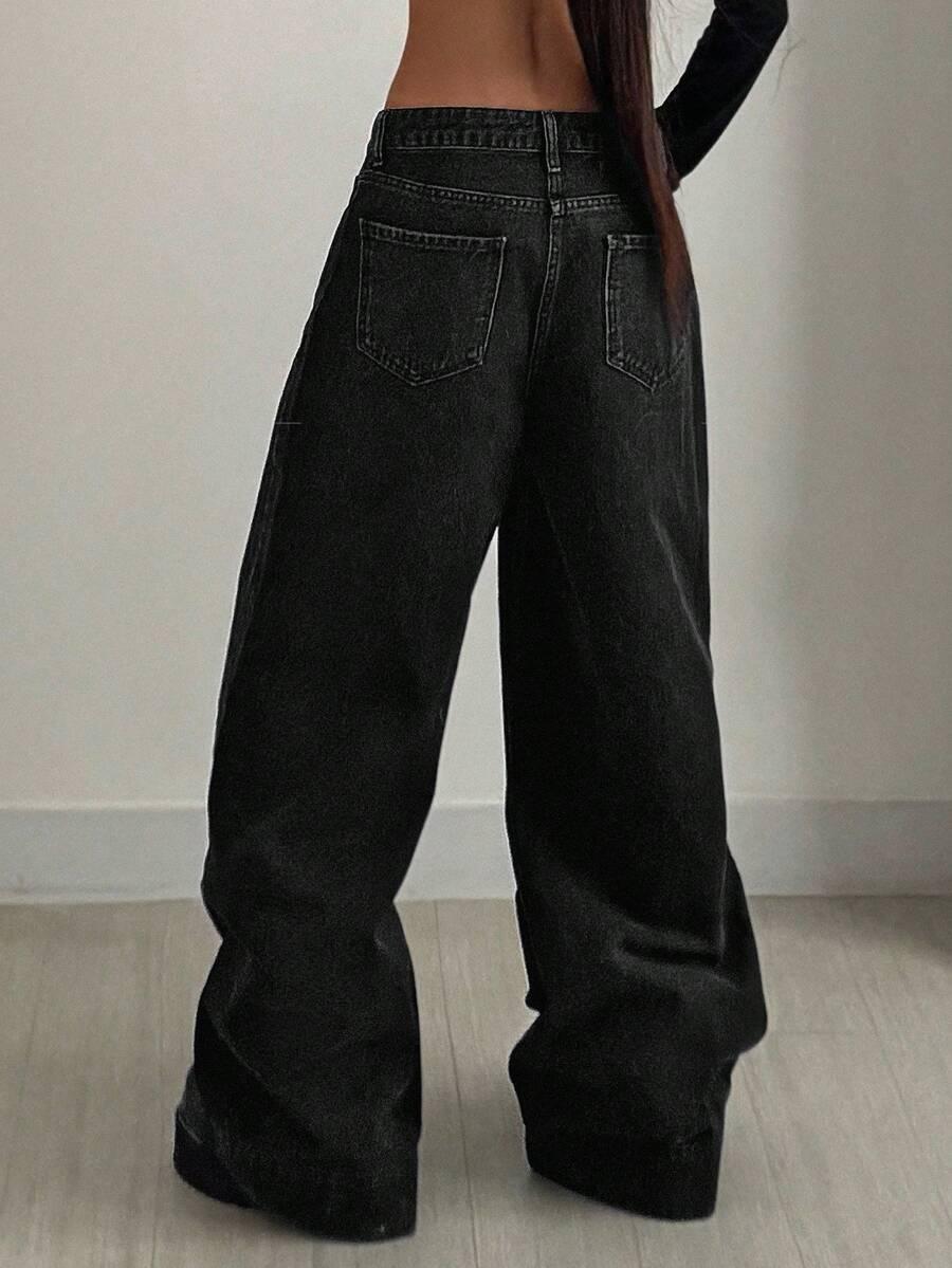 CZARNE SPODNIE JEANS