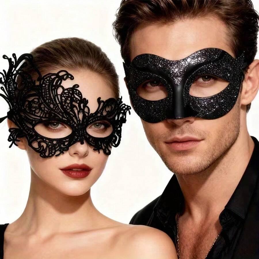 czarne maski zdobienie 2-pack