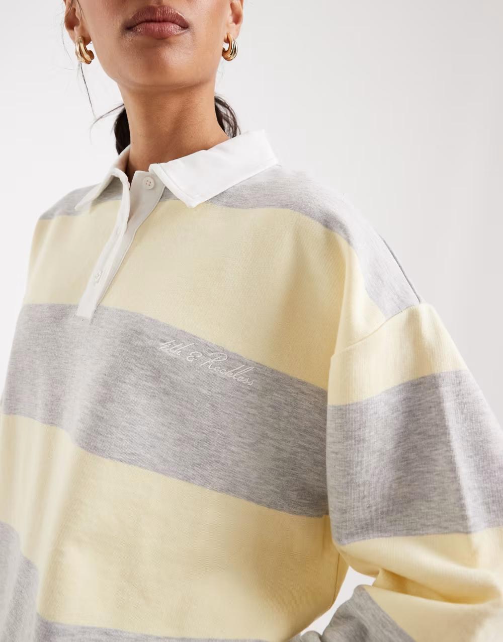 BLUZA W PASKI KOŁNIERZYK