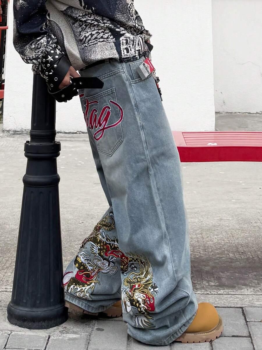 niebieskie spodnie jeans szerokie nogawki 