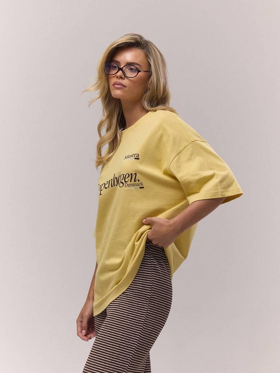 ŻÓŁTY T-SHIRT PRINT