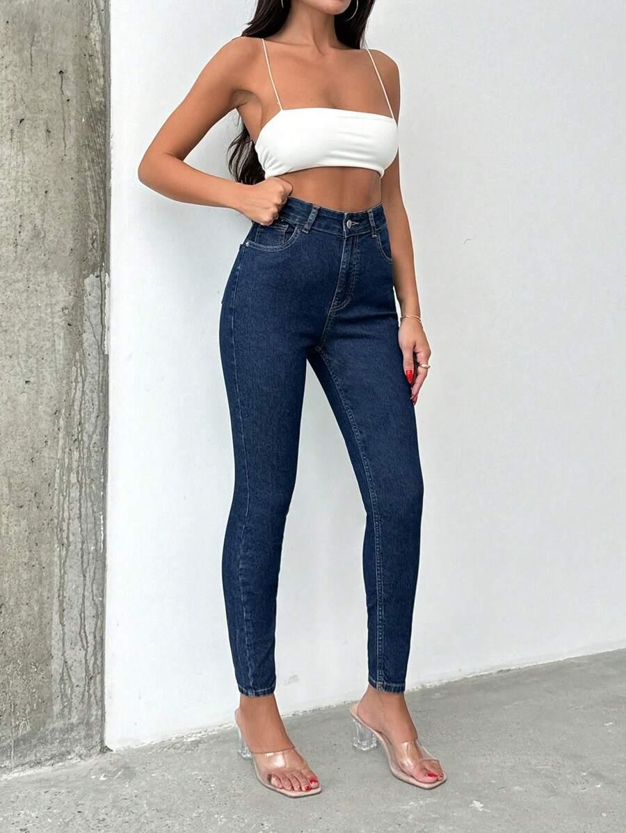GRANATOWE JEANSY RURKI 