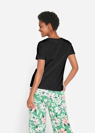 CZARNY T-SHIRT V NECK