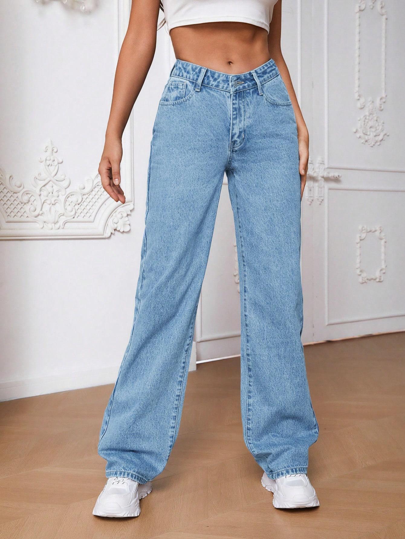 NIEBIESKIE SPODNIE JEANS SZEROKA NOGAWKA