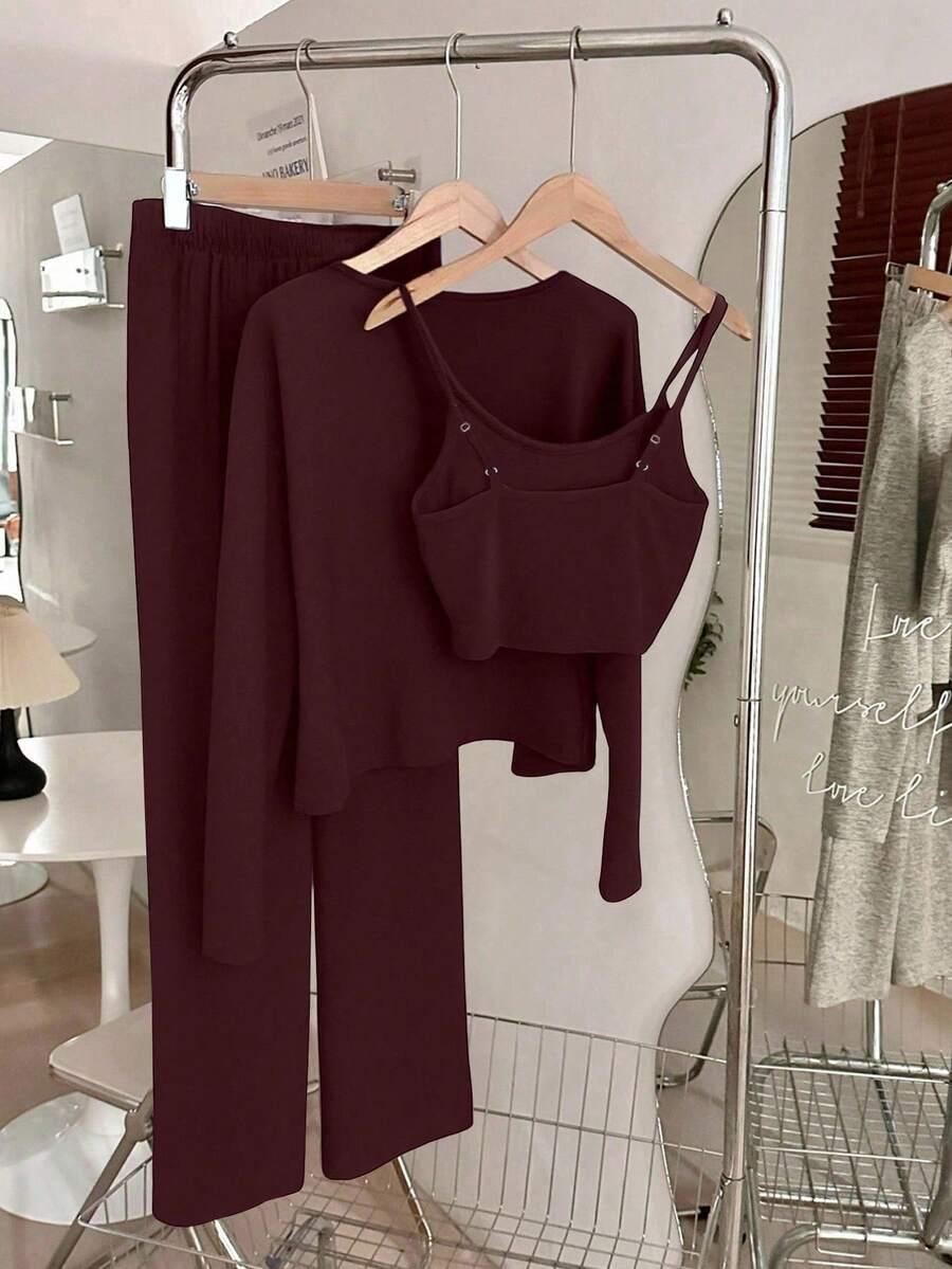 BORDOWY KOMPLET TOP SWETER SPODNIE