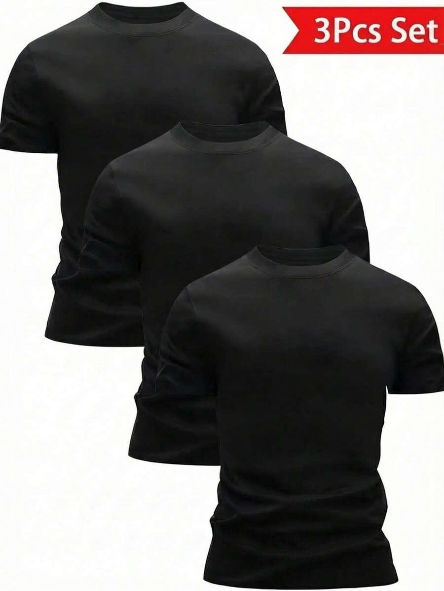 czarny t-shirt 3-pack