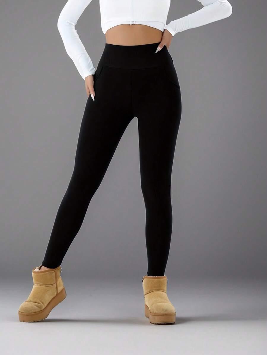 CZARNE OCIEPLANE LEGGINSY