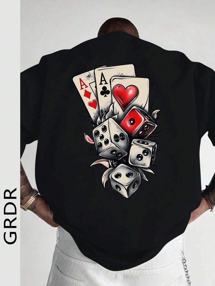 CZARNY T-SHIRT NADRUK