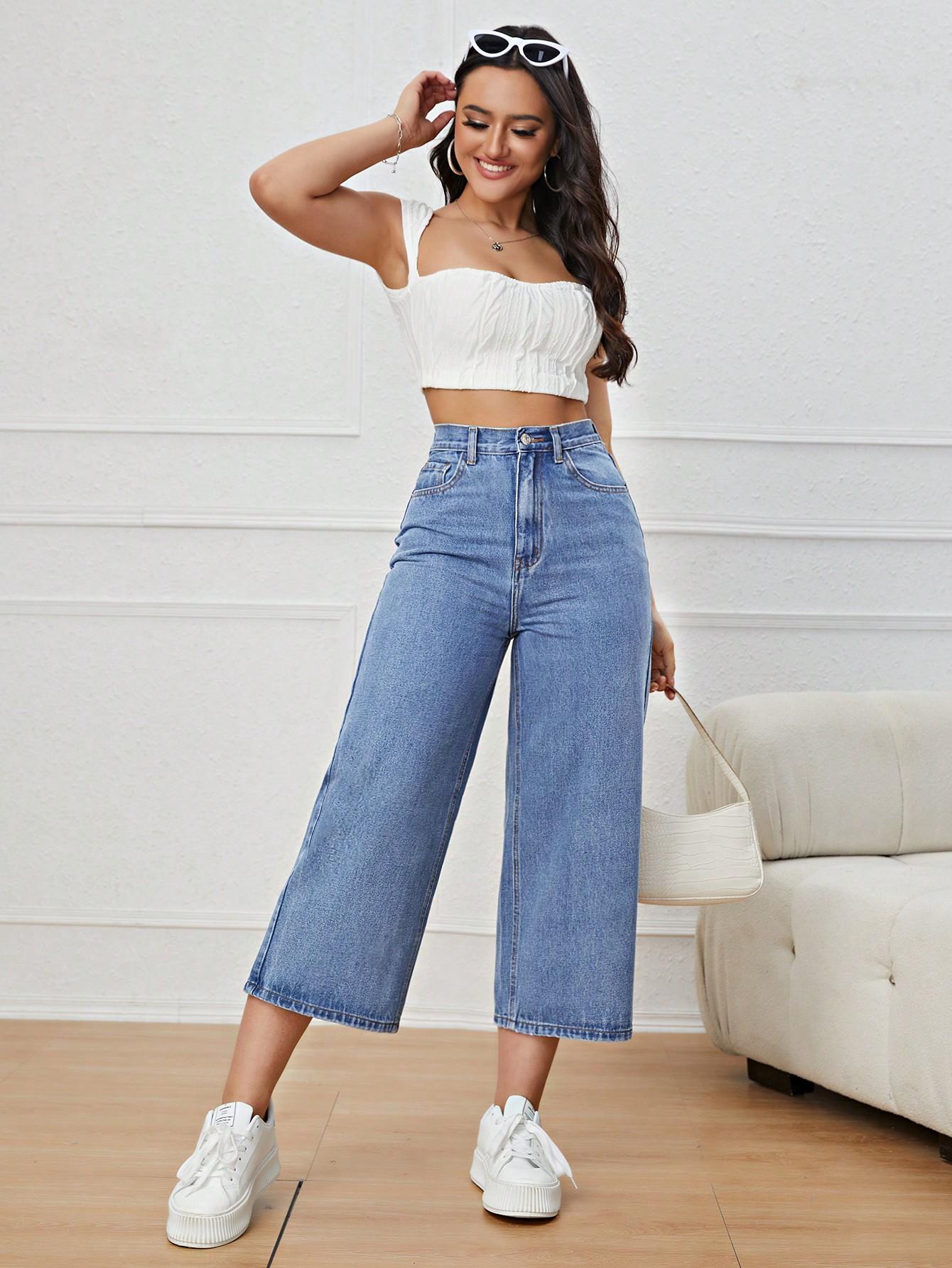 niebieskie spodnie jeans 