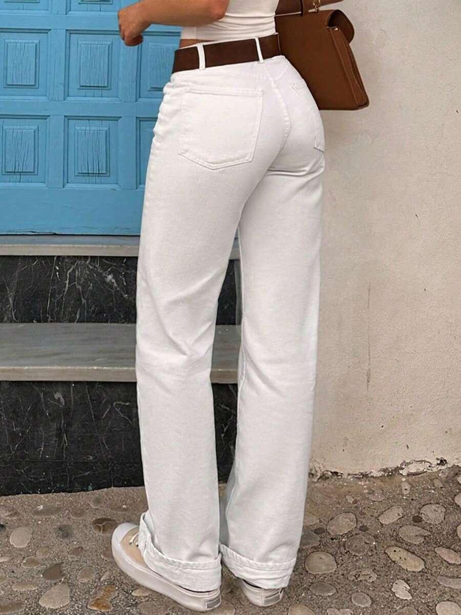 BIAŁE SPODNIE JEANS