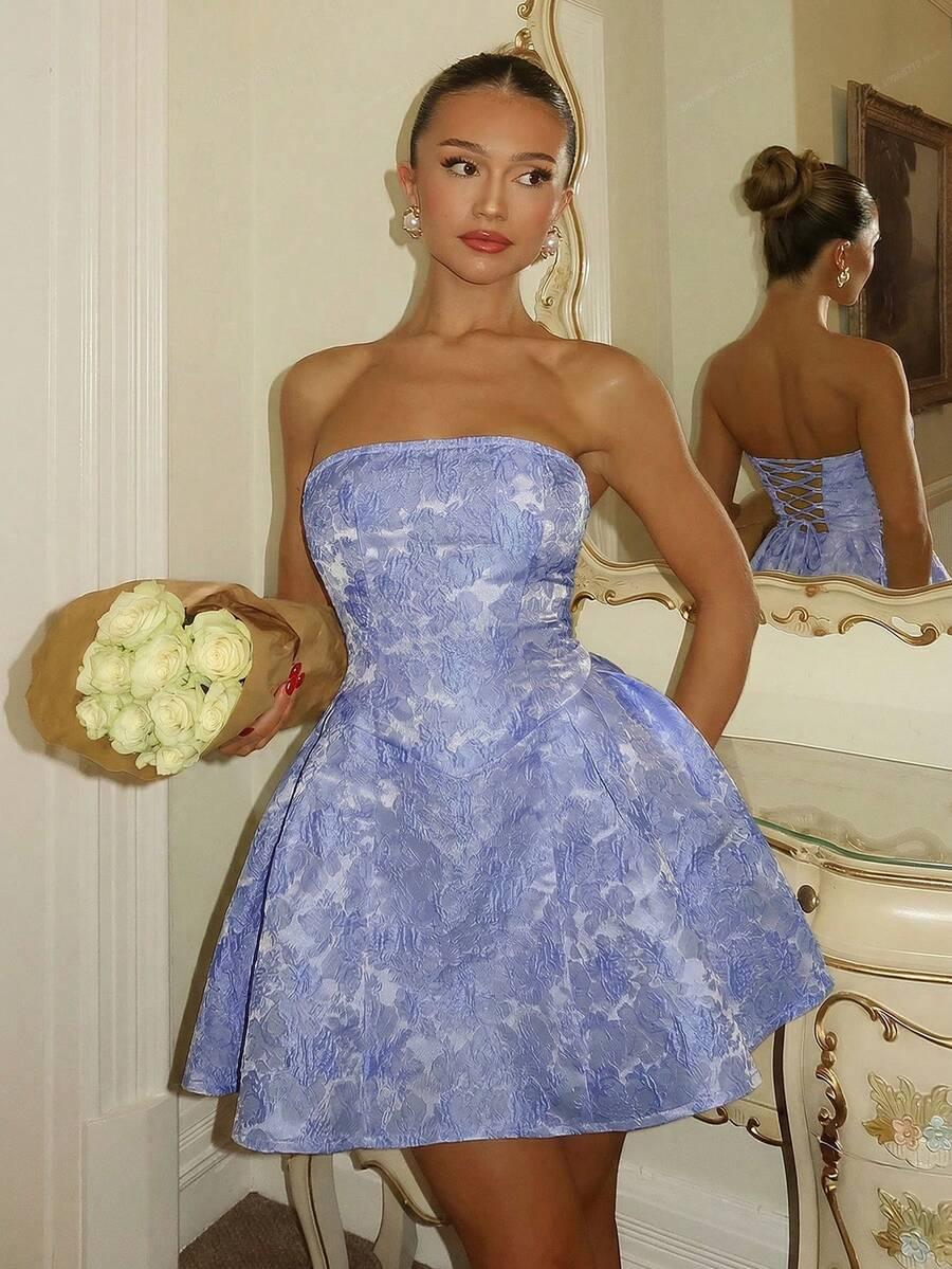 niebieska mini sukienka