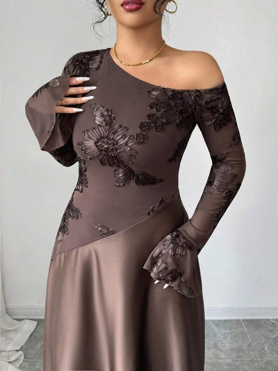brązowa sukienka maxi