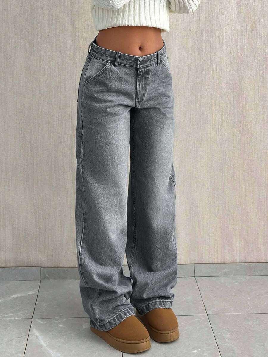 SZARE SPODNIE JEANS