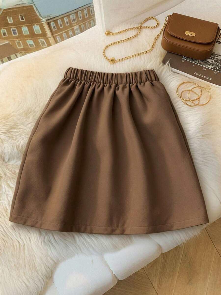 brązowa mini spódnica